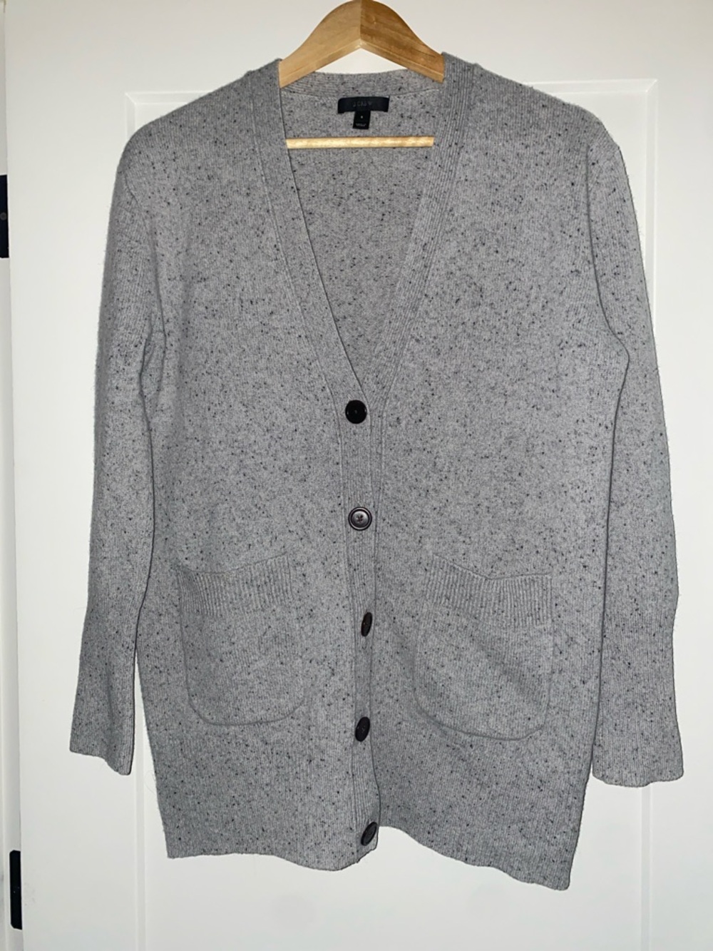 100% Wool J. Crew Speckled Light Gray Knit Sweater